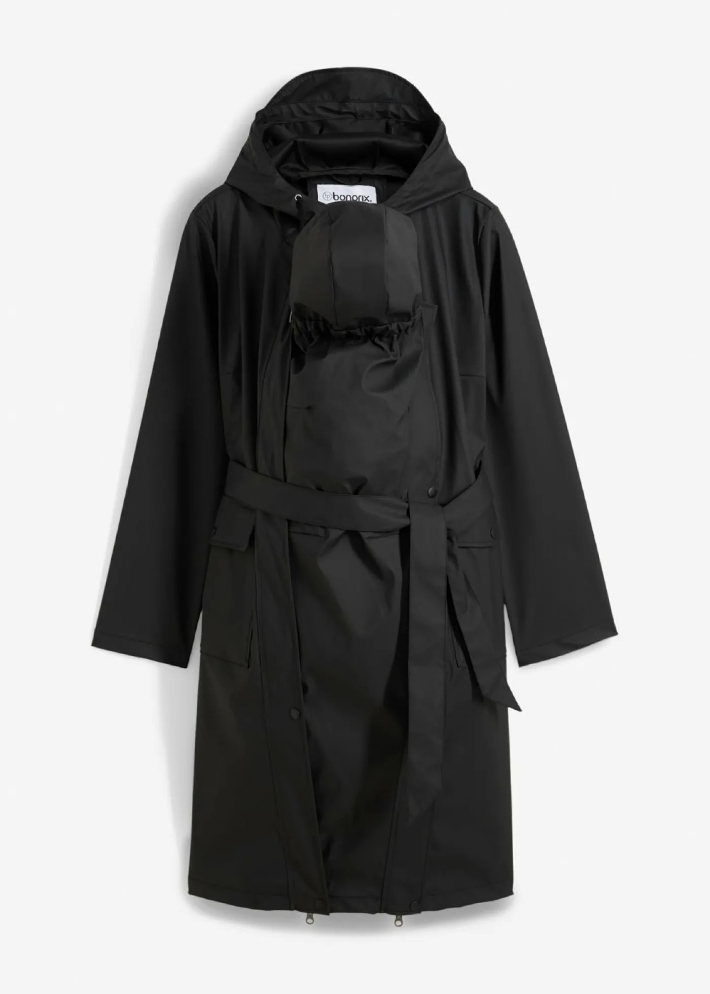 bonprix bonprix Abrigo impermeable y cortavientos 3 en 1 premamá y de porteo con dos insertos Negro Discount