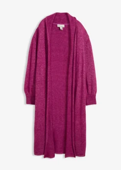 bonprix bonprix Abrigo largo de punto con acabado hairy Fucsia oscuro Online