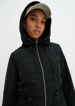 bonprix bonprix Abrigo ligeramente acolchado con cordón Negro Best