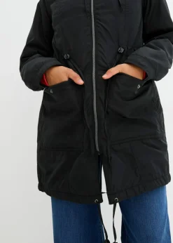 bonprix bonprix Abrigo ligeramente acolchado con cordón Negro Best