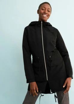 bonprix bonprix Abrigo ligeramente acolchado con cordón Negro Best