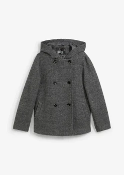 bonprix bonprix Abrigo marinero de acogedor tejido bouclé Negro-blanco lana moteado Clearance