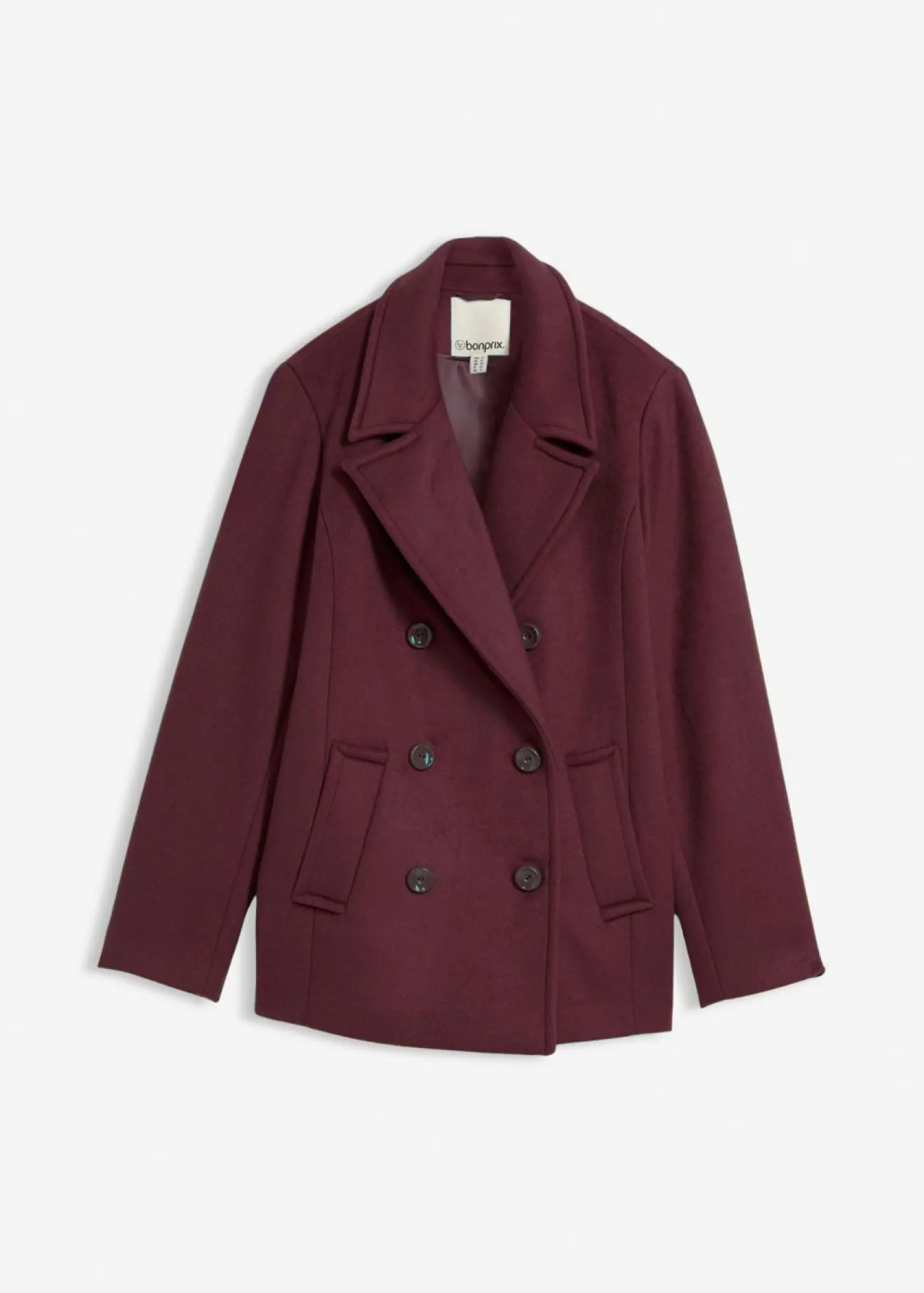bonprix bonprix Abrigo marinero de lana rojo burdeos Clearance
