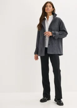 bonprix bonprix Abrigo marinero largo con aspecto de lana pizarra moteado Sale