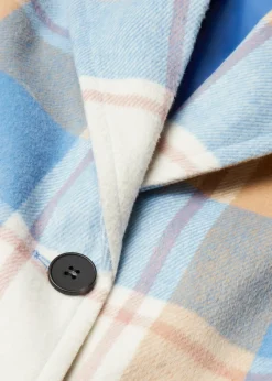 bonprix bonprix Abrigo oversize con look de lana azul brillante-blanco lana-café con leche-rosa palo a cuadros Sale