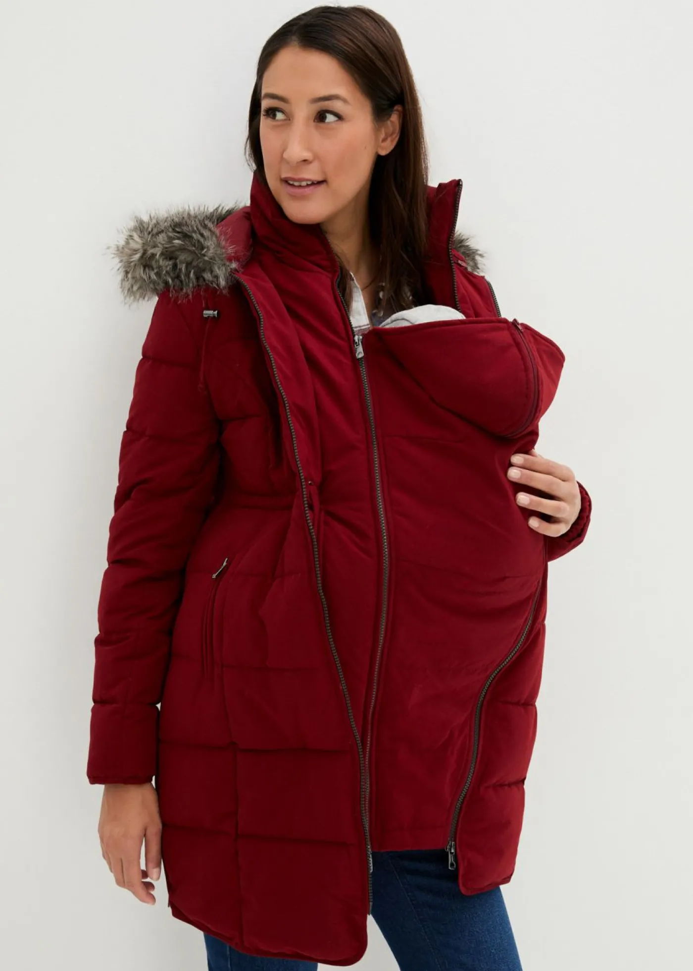 bonprix bonprix Abrigo para portabebés/chaqueta premamá para el embarazo y después del embarazo Marrón rojizo Outlet