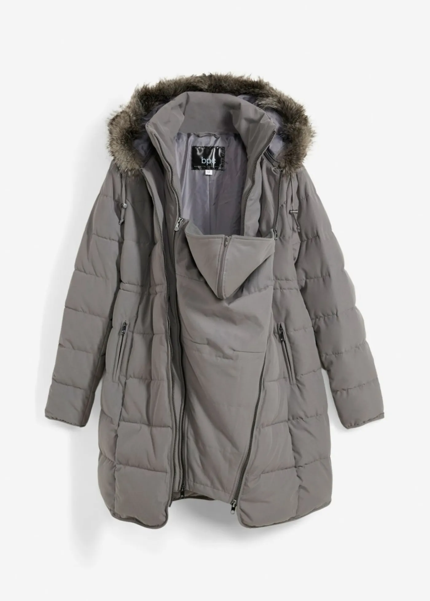 bonprix bonprix Abrigo para portabebés/chaqueta premamá para el embarazo y después del embarazo Gris oscuro Discount