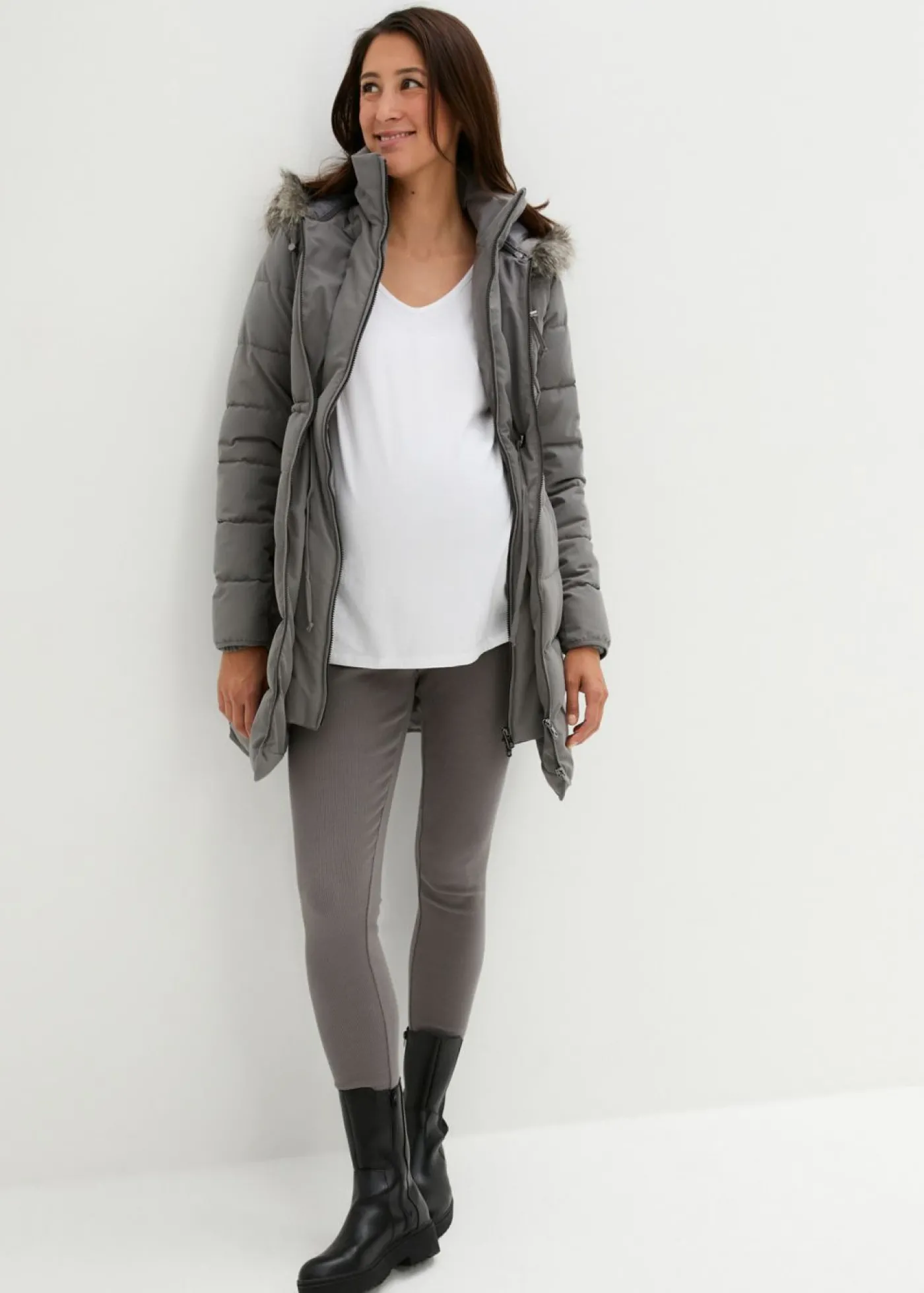 bonprix bonprix Abrigo para portabebés/chaqueta premamá para el embarazo y después del embarazo Gris oscuro Discount