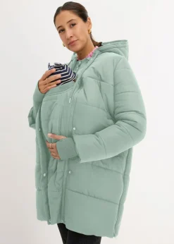 bonprix bonprix Abrigo premamá 3 en 1 con inserto de porteo verde ahumado Clearance
