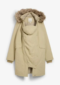 bonprix bonprix Abrigo premamá impermeable y cortavientos 3 en 1 con inserto de porteo Caqui ahumado Outlet