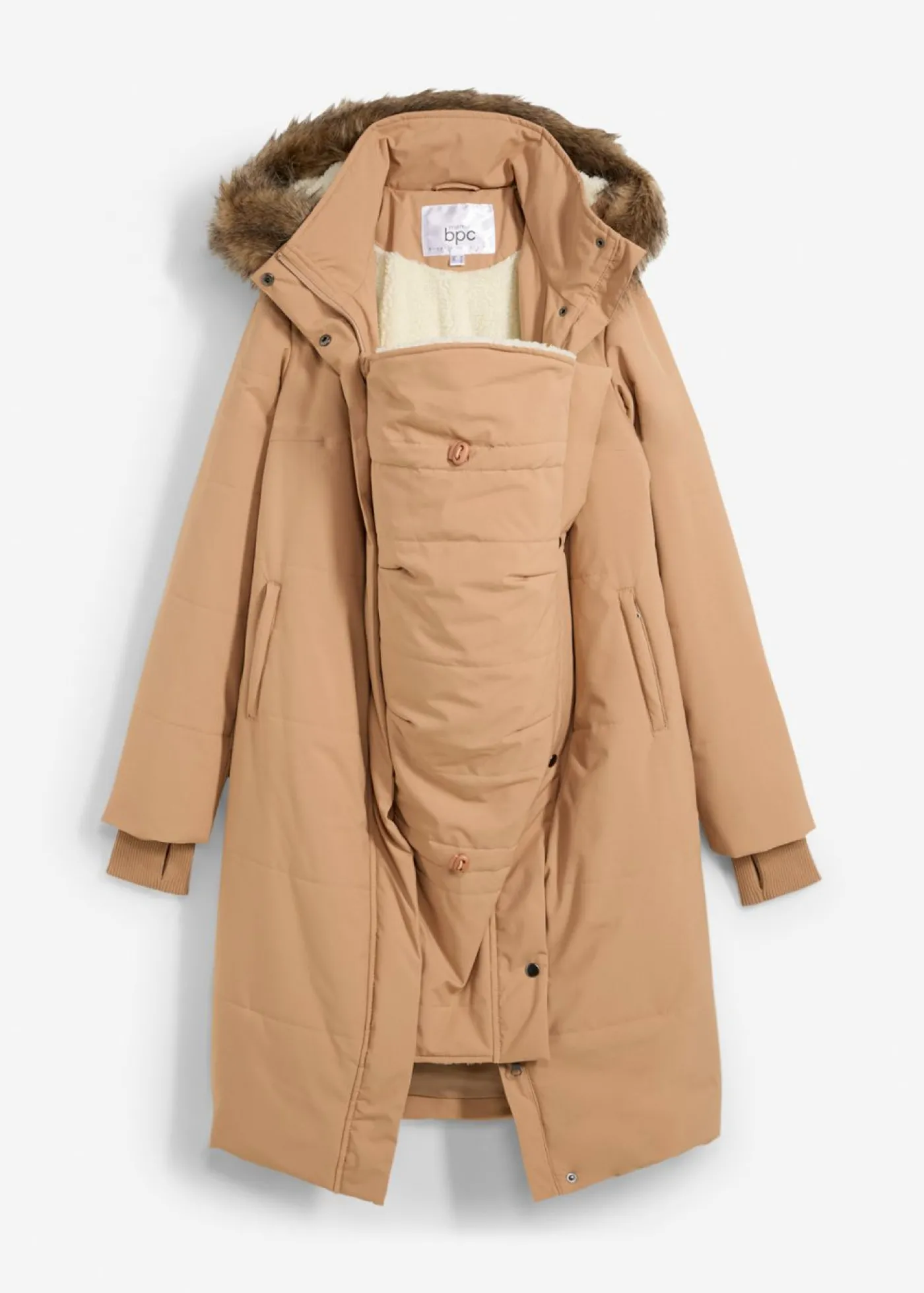 bonprix bonprix Abrigo premamá y de porteo, guateado, 3 en 1 Camel Discount
