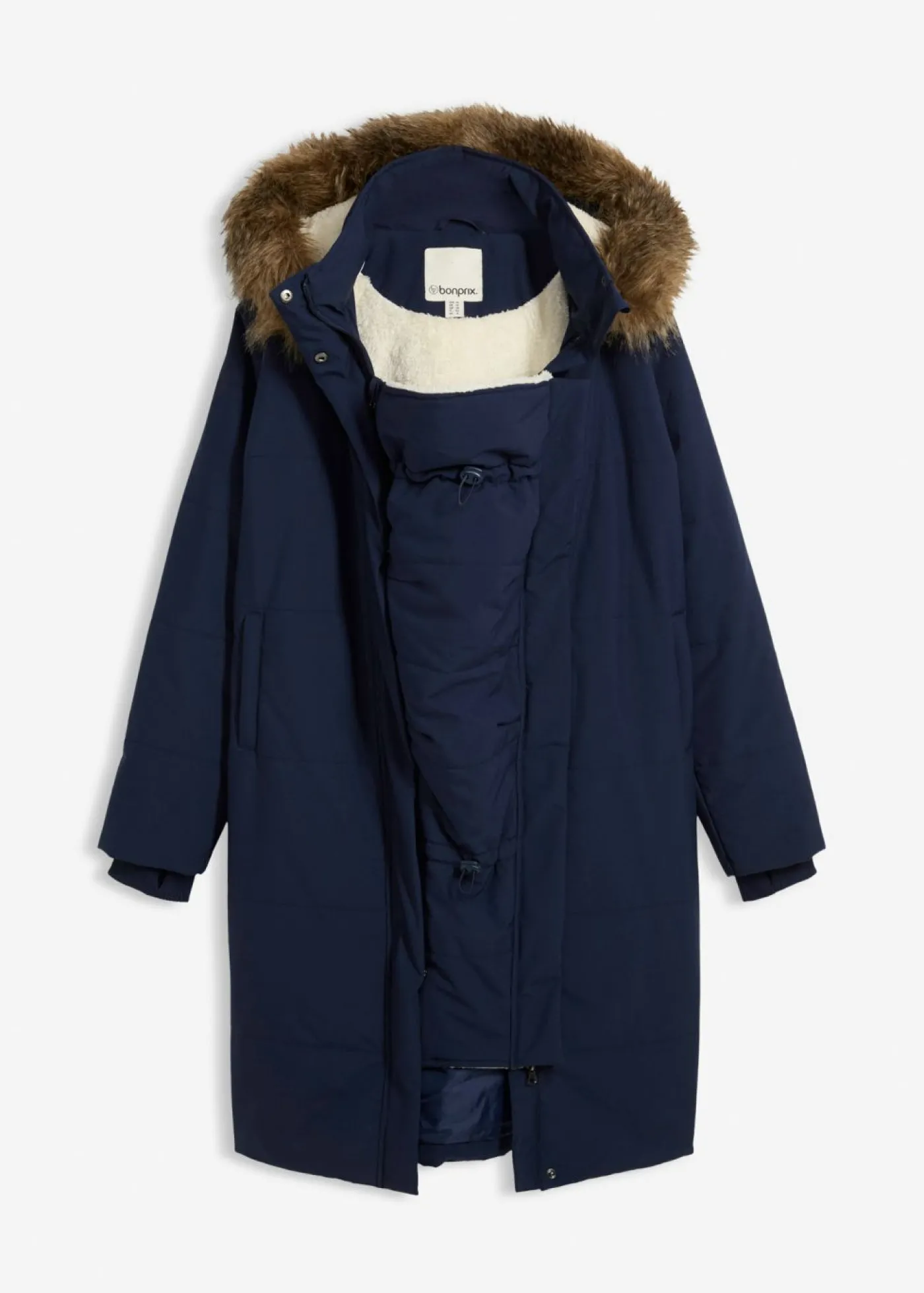 bonprix bonprix Abrigo premamá y de porteo, guateado, 3 en 1 Azul marino-beige Discount