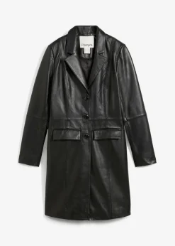 bonprix bonprix Abrigo tipo americana de napa de cordero Negro