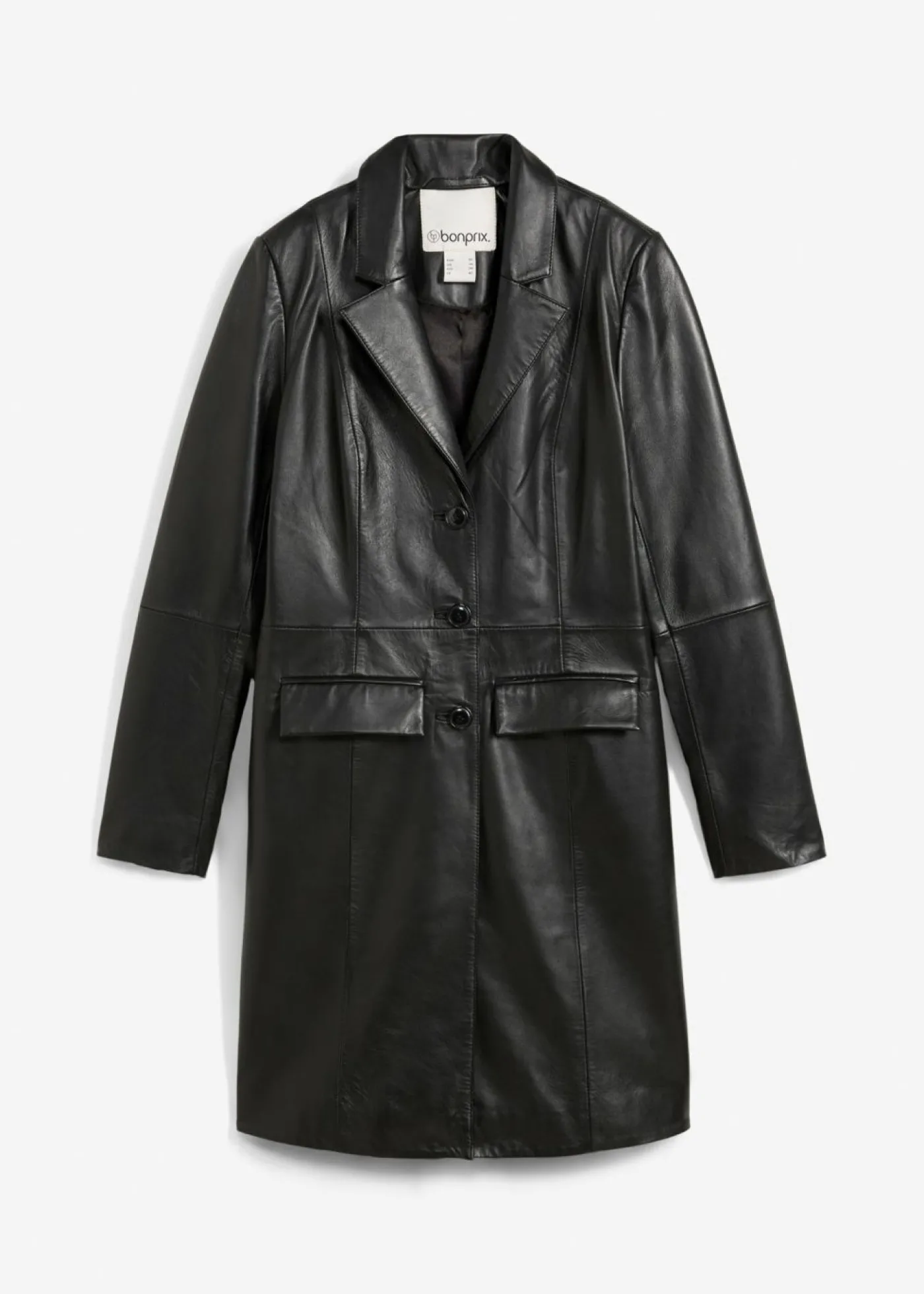 bonprix bonprix Abrigo tipo americana de napa de cordero Negro