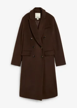 bonprix bonprix Abrigo tipo americana de mezcla de lana suave Marrón oscuro Clearance