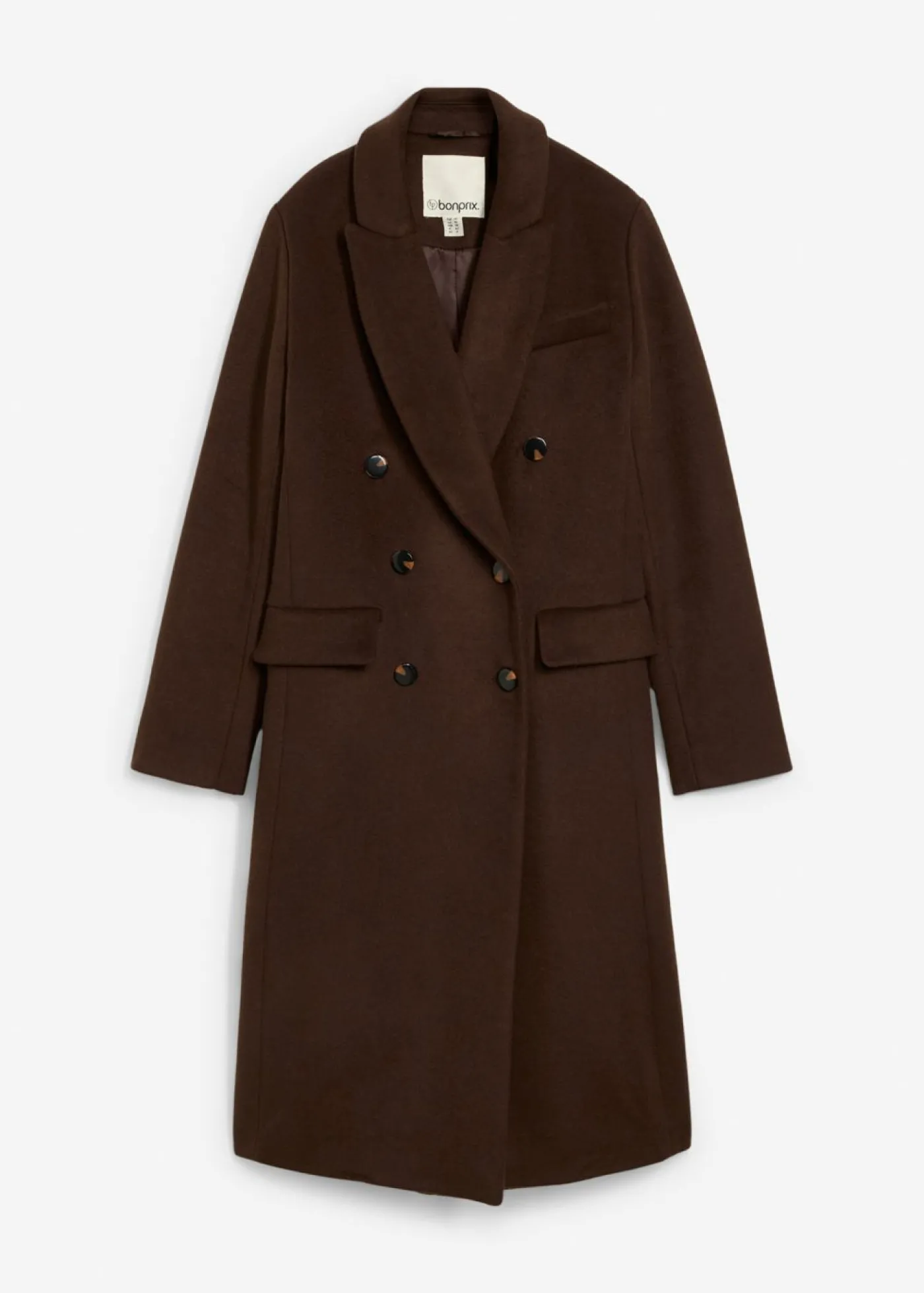 bonprix bonprix Abrigo tipo americana de mezcla de lana suave Marrón oscuro Clearance