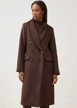 bonprix bonprix Abrigo tipo americana de mezcla de lana suave Marrón oscuro Clearance