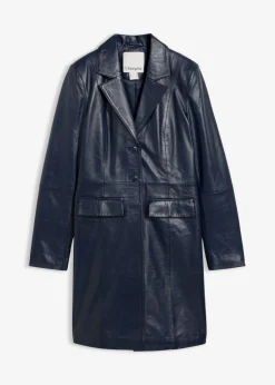 bonprix bonprix Abrigo tipo americana de napa de cordero Azul marino Discount