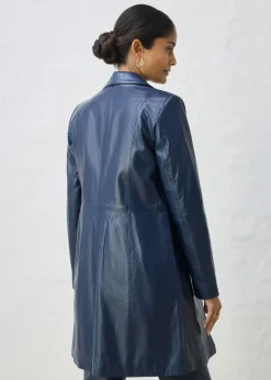 bonprix bonprix Abrigo tipo americana de napa de cordero Azul marino Discount