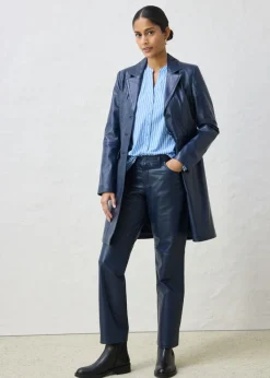 bonprix bonprix Abrigo tipo americana de napa de cordero Azul marino Discount