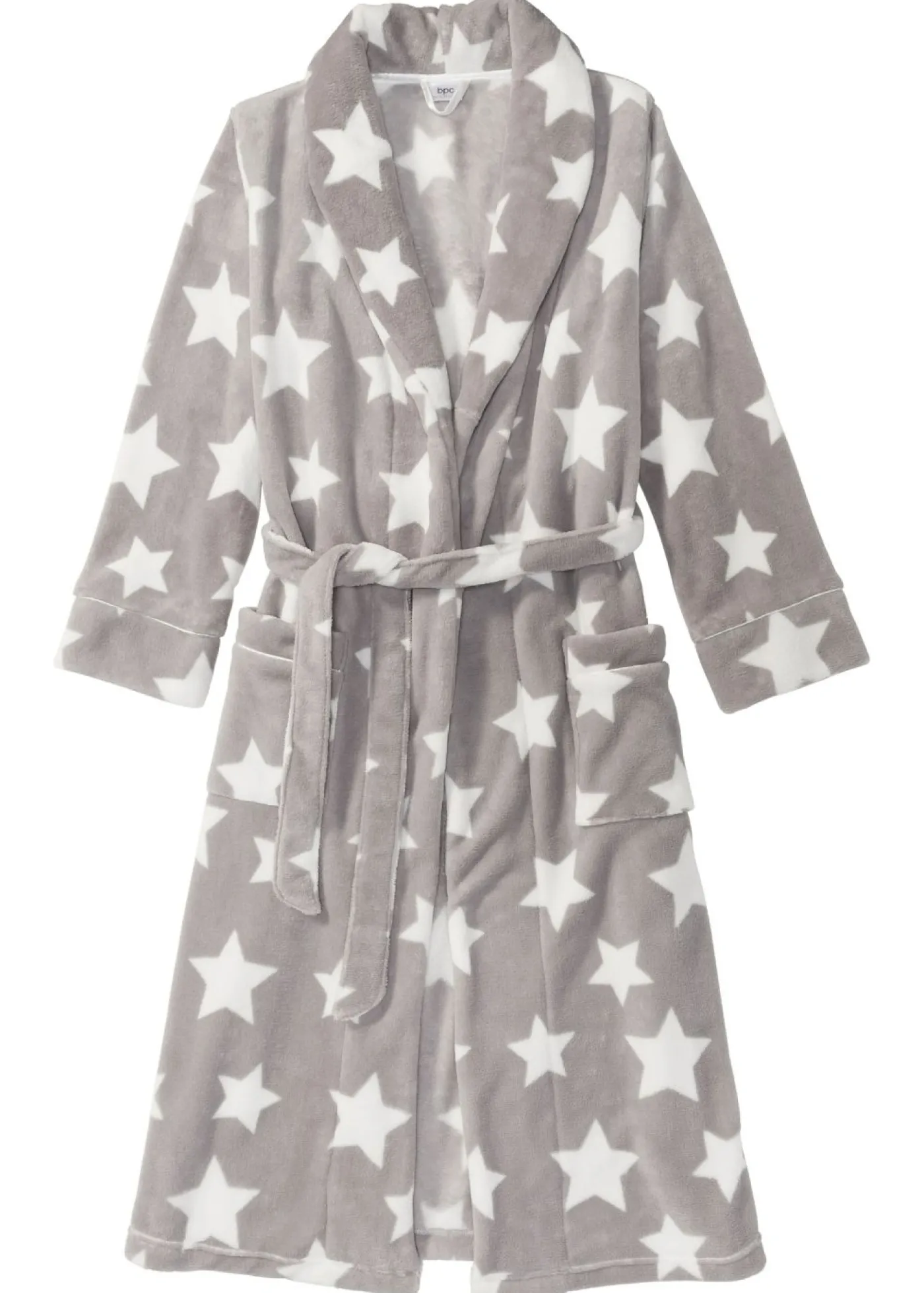bonprix bonprix Albornoz de felpa gris-blanco lana, con estampado Clearance