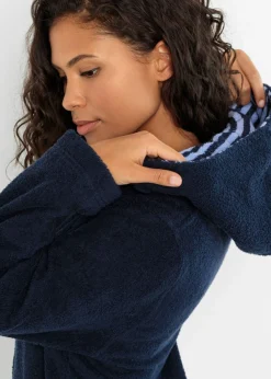 bonprix bonprix Albornoz de frottee en algodón orgánico Azul marino/azul perla de rayas Best