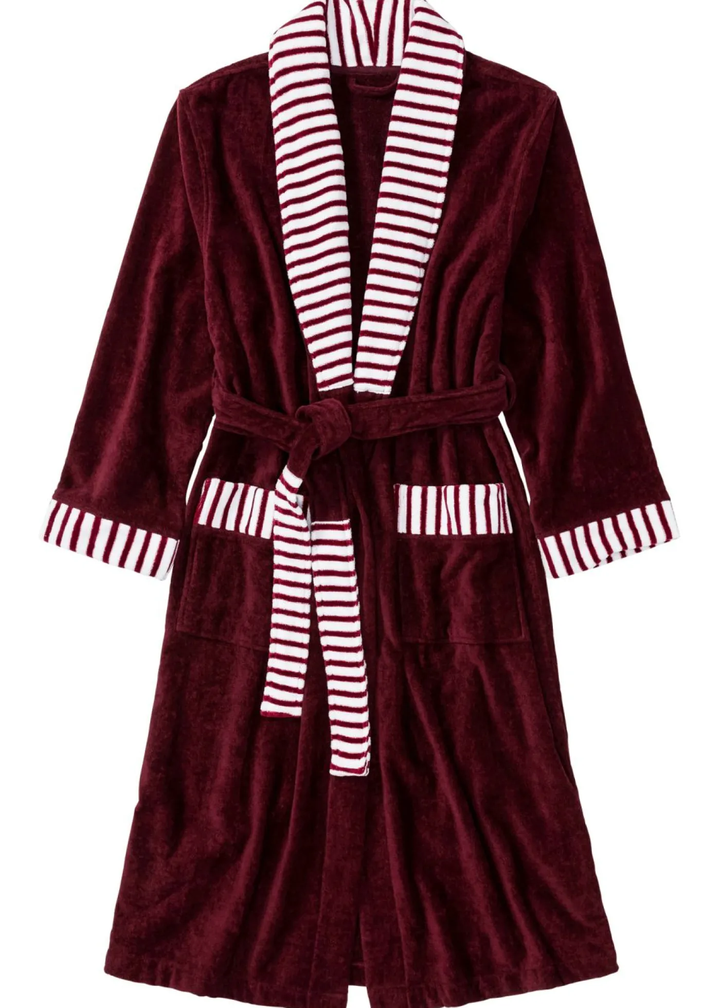 bonprix bonprix Albornoz de rizo de algodón Rojo oscuro-blanco de rayas Clearance