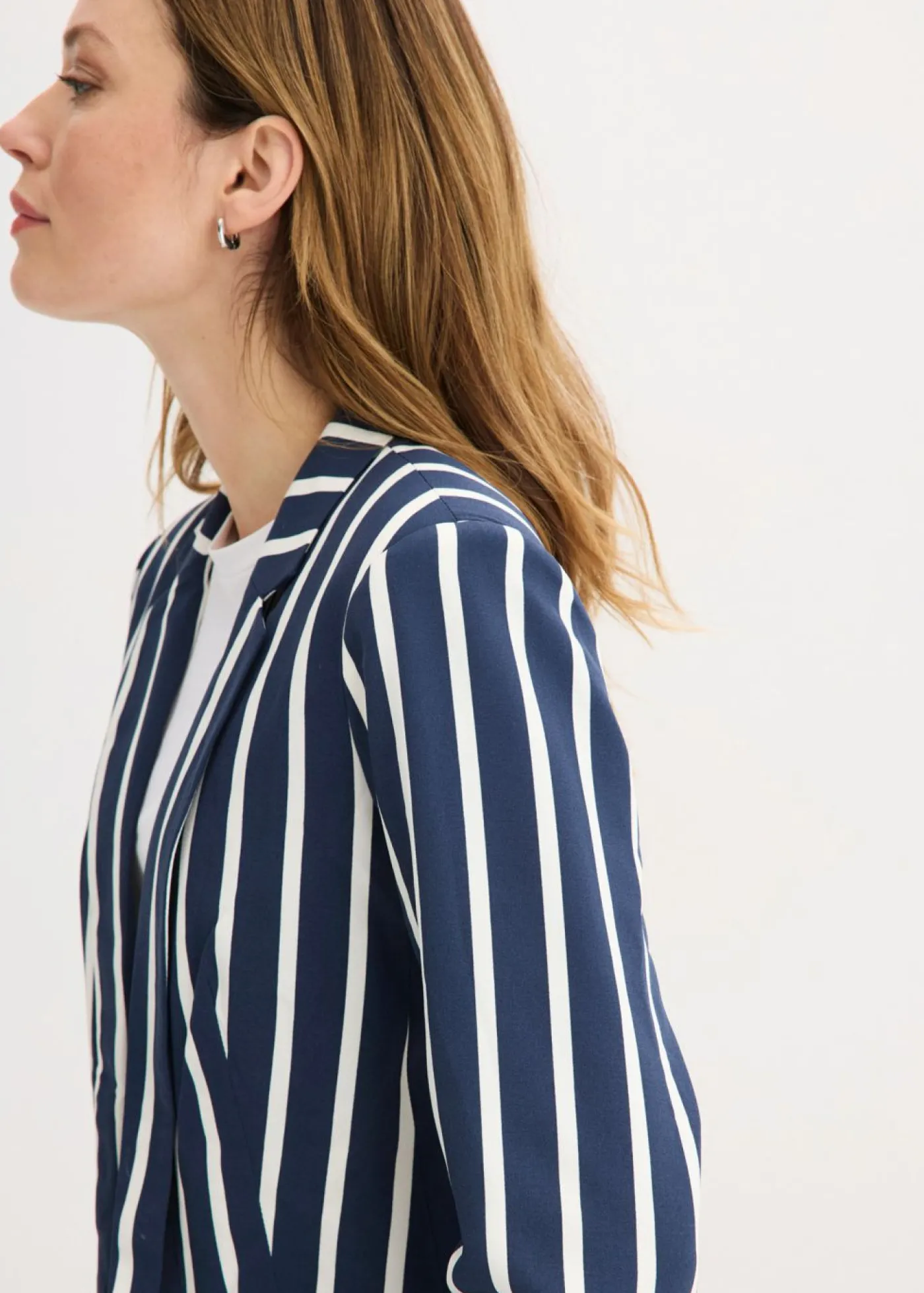 bonprix bonprix Americana Azul marino-blanco lana de rayas