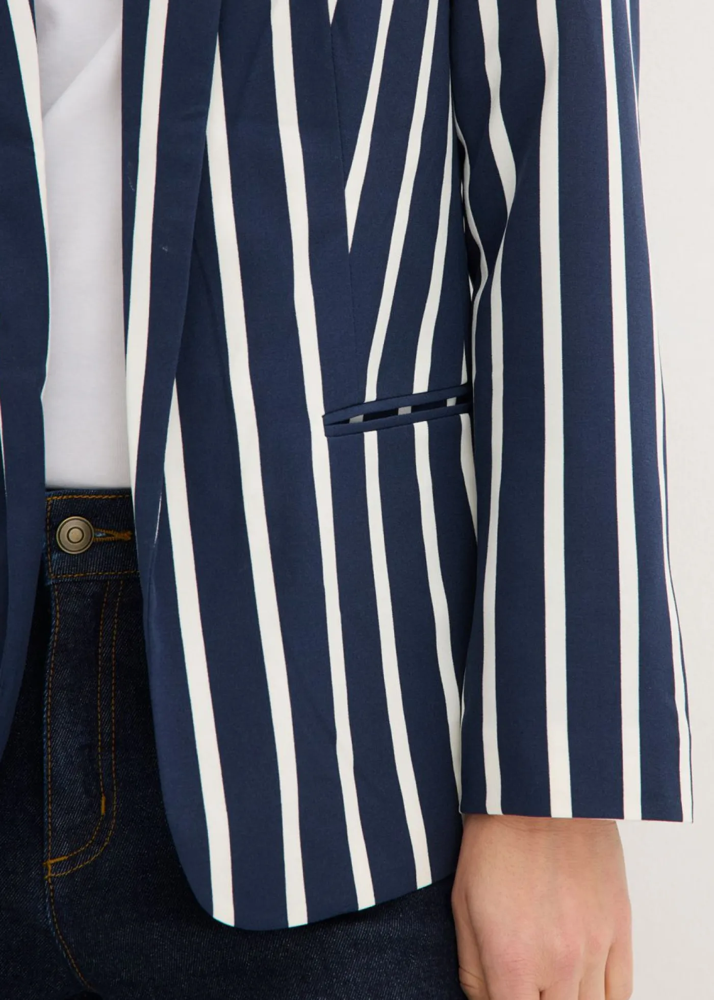 bonprix bonprix Americana Azul marino-blanco lana de rayas