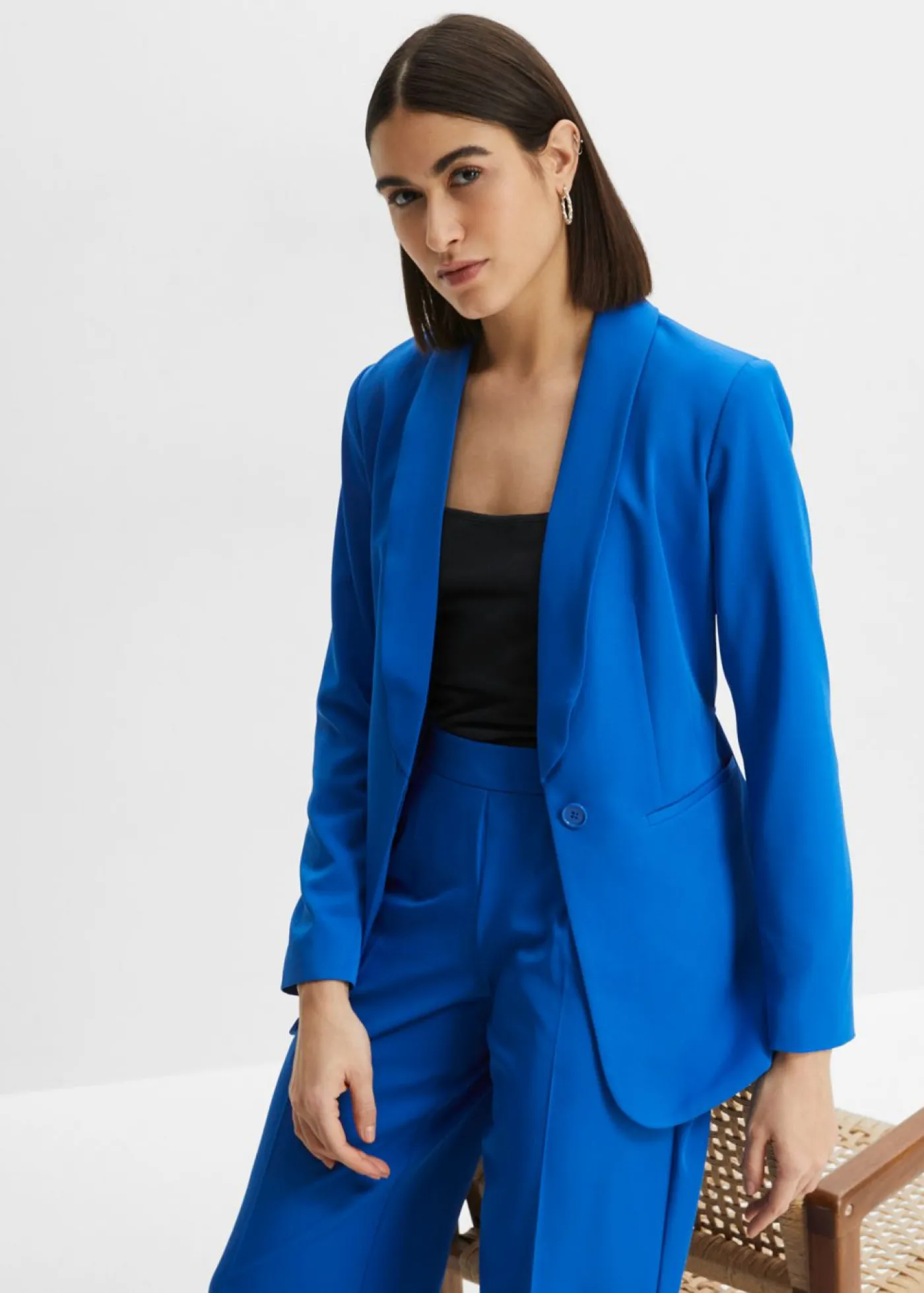 bonprix bonprix Americana con cinturón Azul ártico Sale