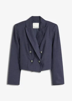 bonprix bonprix Americana corta con estructura azul marino moteado Discount