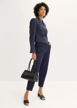 bonprix bonprix Americana corta con estructura azul marino moteado Discount