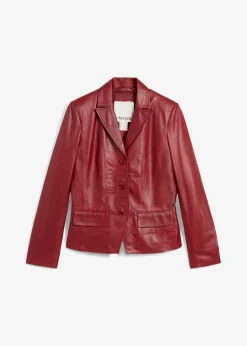 bonprix bonprix Americana corta de napa de cordero rojo castaño Outlet