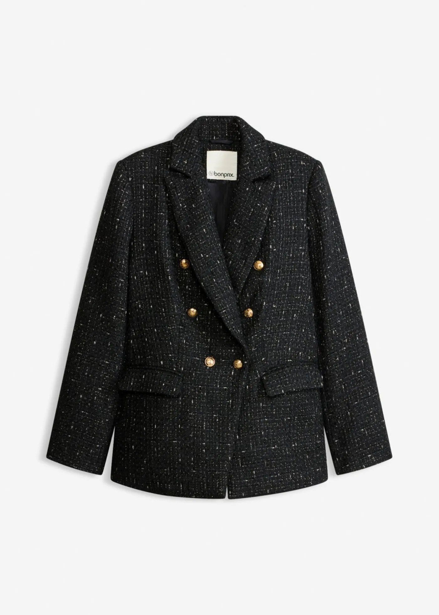 bonprix bonprix Americana de bouclé con doble botonadura Negro Outlet