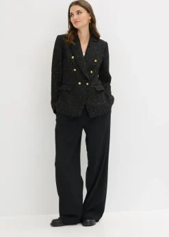 bonprix bonprix Americana de bouclé con doble botonadura Negro Outlet