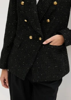 bonprix bonprix Americana de bouclé con doble botonadura Negro Outlet