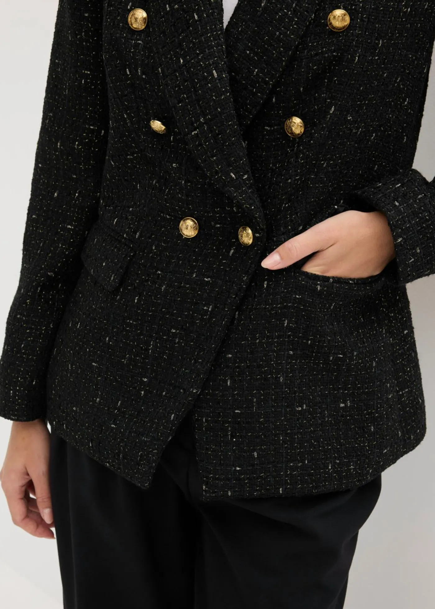 bonprix bonprix Americana de bouclé con doble botonadura Negro Outlet