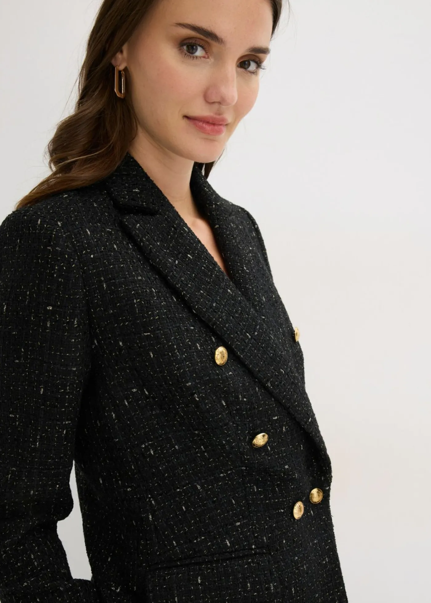 bonprix bonprix Americana de bouclé con doble botonadura Negro Outlet