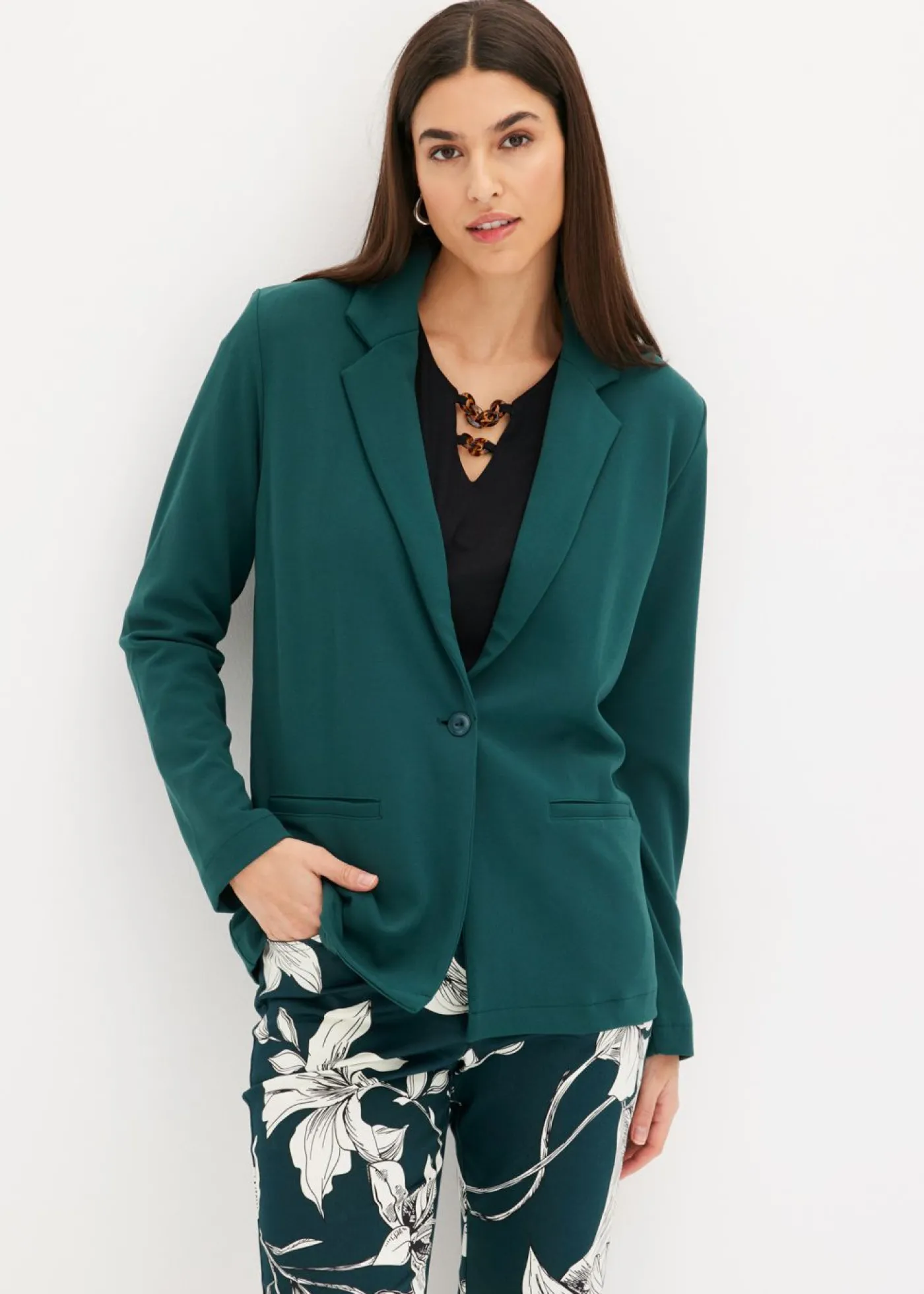 bonprix bonprix Americana de crepé Verde intenso