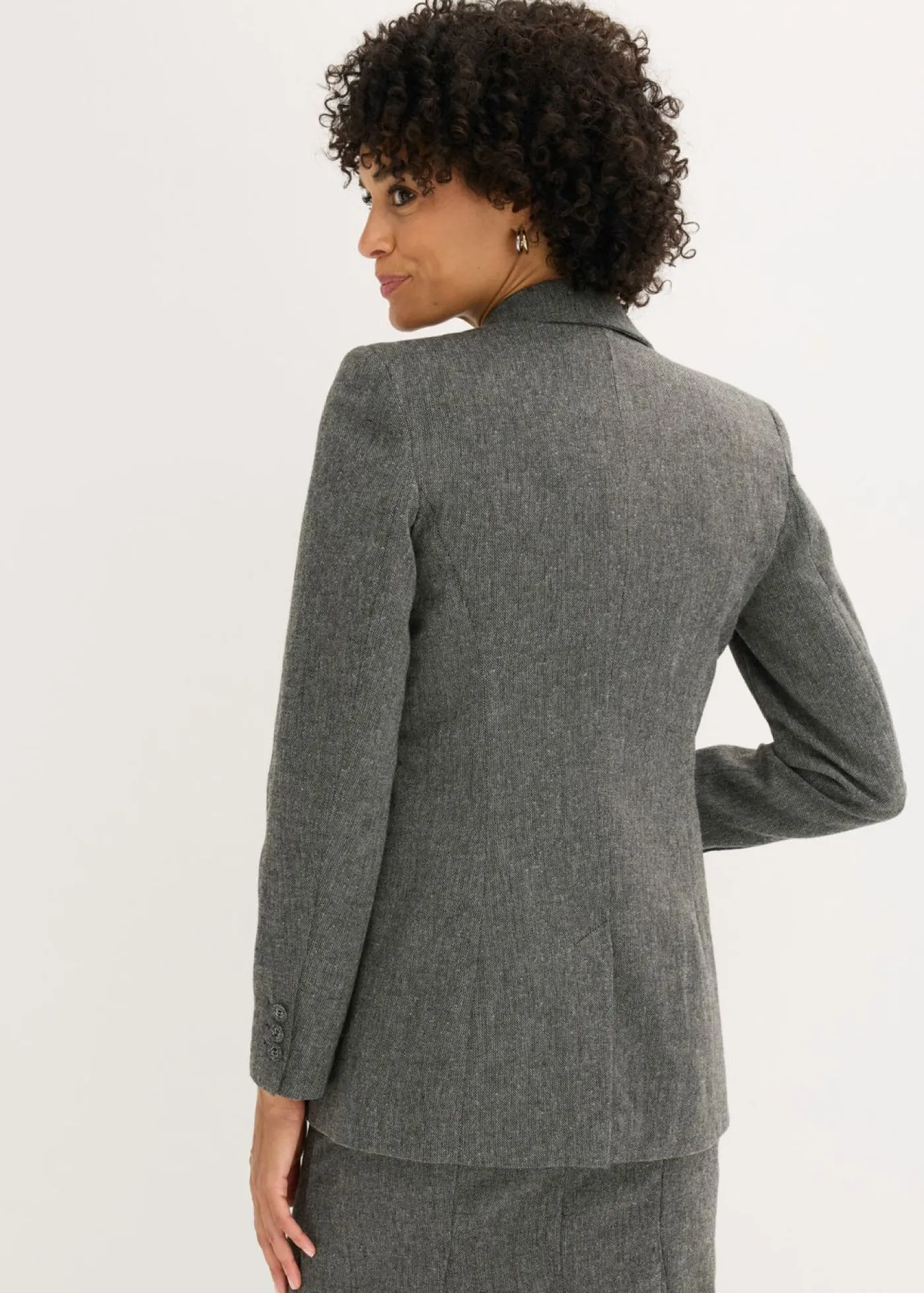 bonprix bonprix Americana de estilo tweed Negro-blanco lana moteado Discount