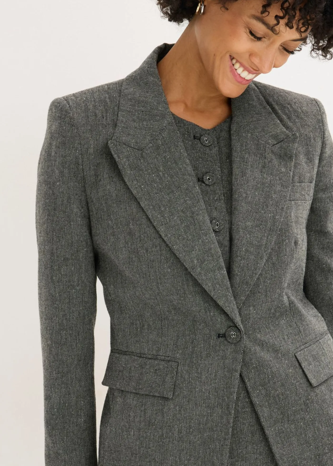 bonprix bonprix Americana de estilo tweed Negro-blanco lana moteado Discount