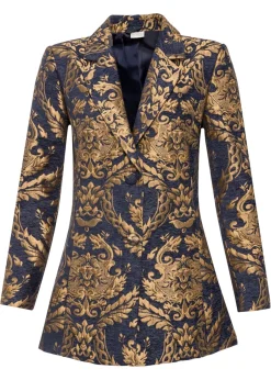 bonprix bonprix Americana de jacquard brillante Azul marino/dorado con estampado gráfico Online