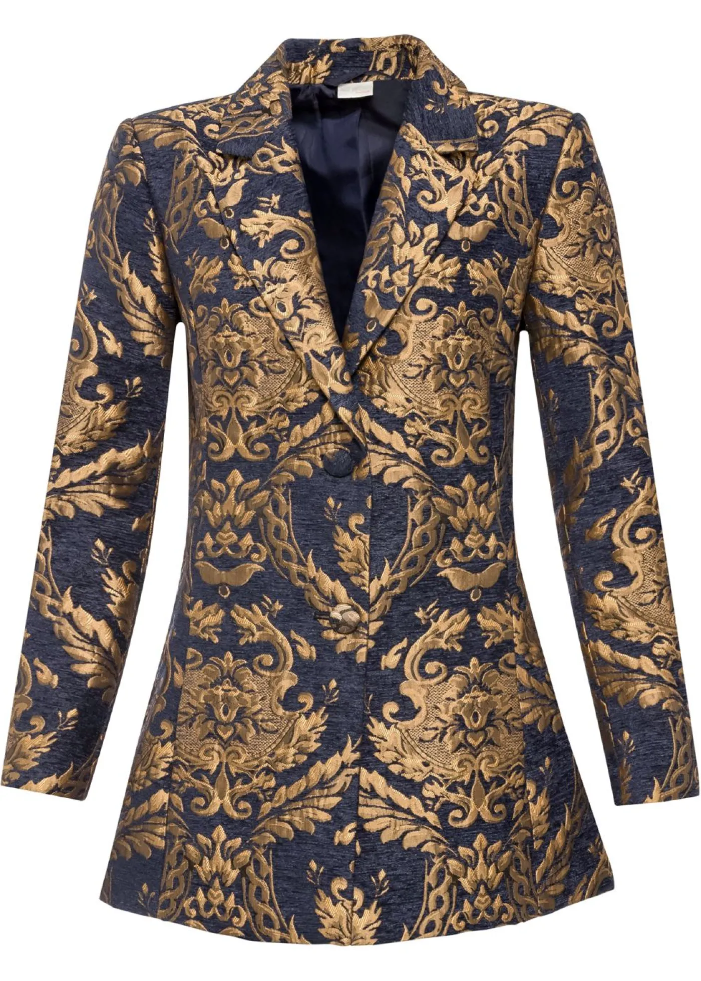 bonprix bonprix Americana de jacquard brillante Azul marino/dorado con estampado gráfico Online