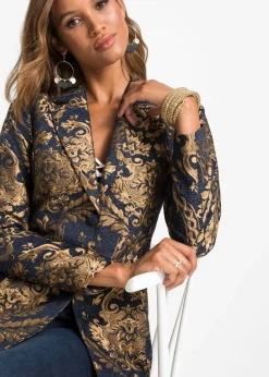 bonprix bonprix Americana de jacquard brillante Azul marino/dorado con estampado gráfico Online