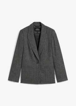 bonprix bonprix Americana de lana con patrón en espiga gris/negro moteado Hot