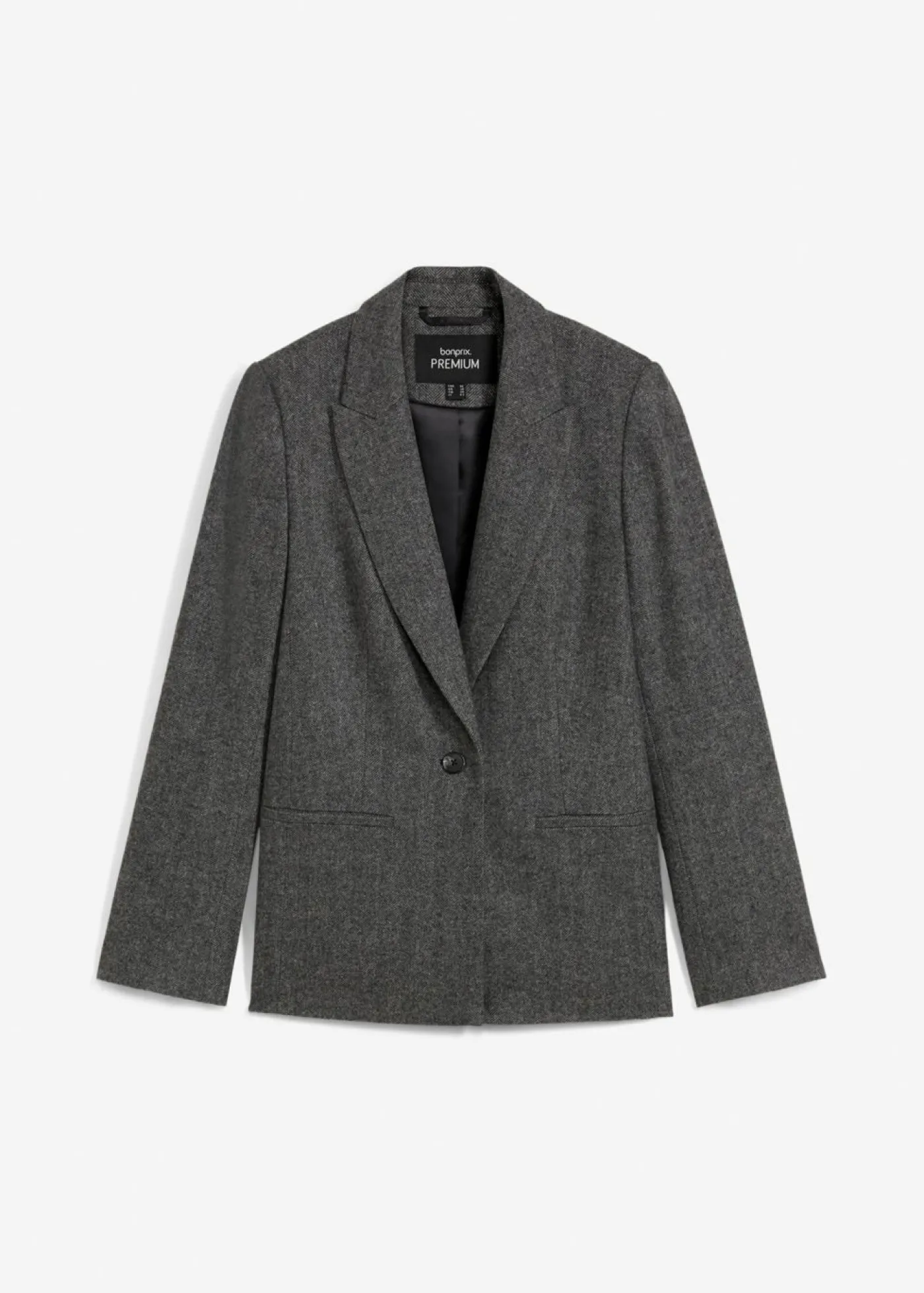 bonprix bonprix Americana de lana con patrón en espiga gris/negro moteado Hot