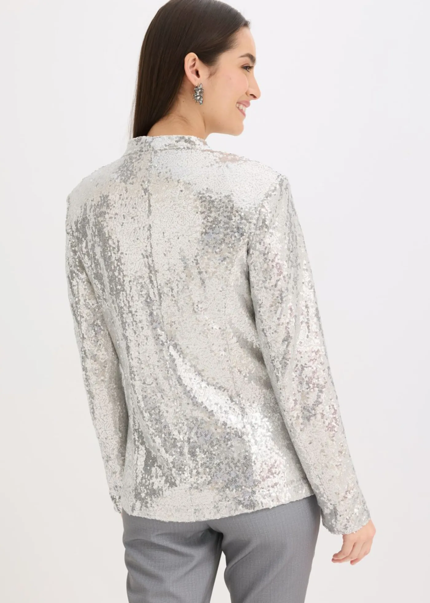 bonprix bonprix Americana de lentejuelas Plata Outlet