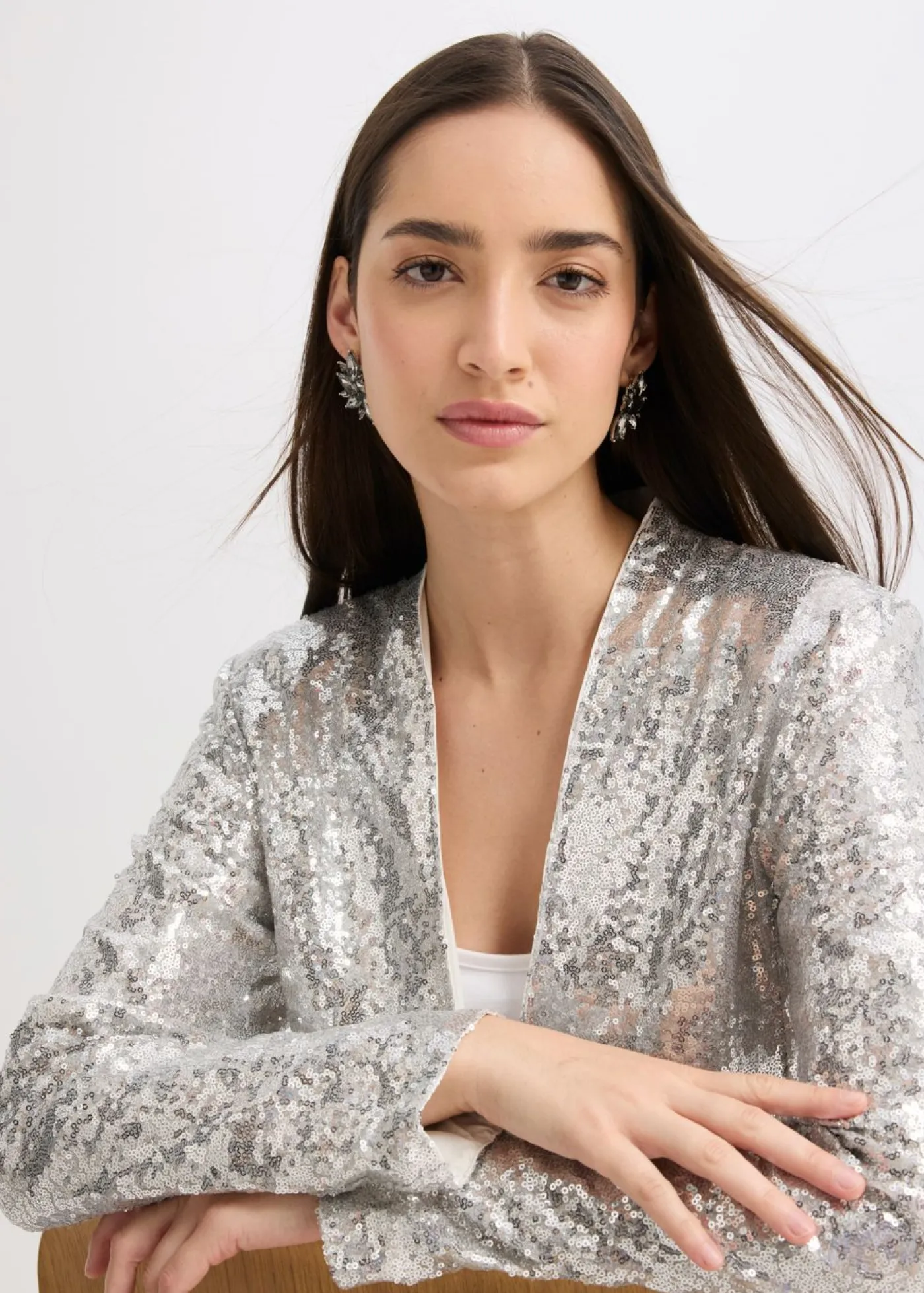 bonprix bonprix Americana de lentejuelas Plata Outlet