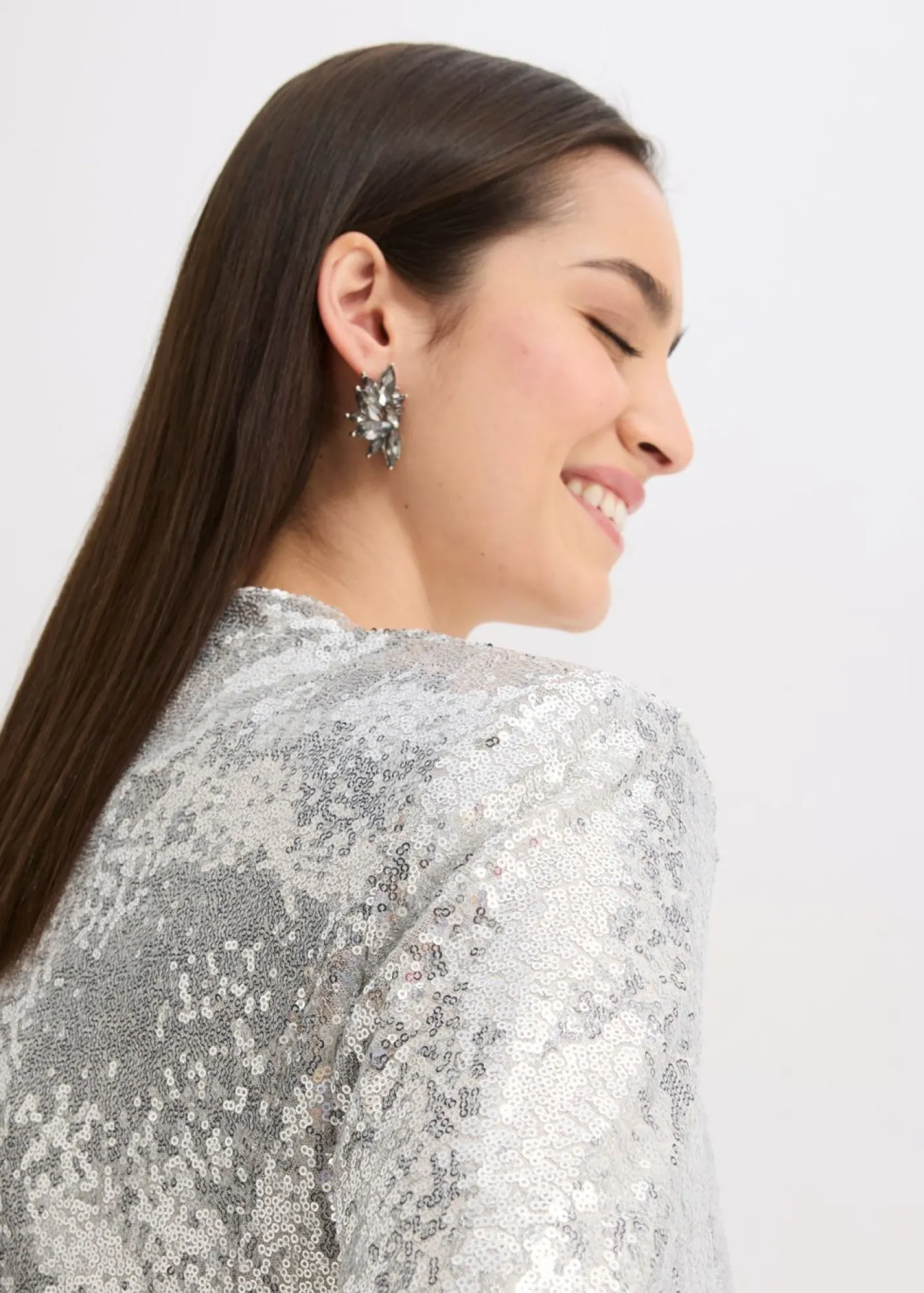 bonprix bonprix Americana de lentejuelas Plata Outlet