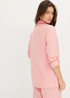 bonprix bonprix Americana de lino con mangas fruncidas rosa pálido Best